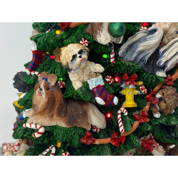 Danbury Mint Shih Tzu Christmas Tree Lighted Dog Puppy Holiday Decor Complete - Picture 7 of 16